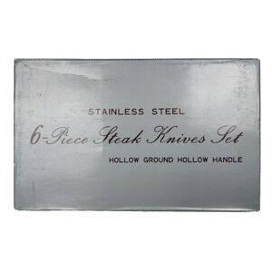 NEW SET OF 6 Japan Stainless Steel Steak Knives Hollow Ground Hollow Handle MCM